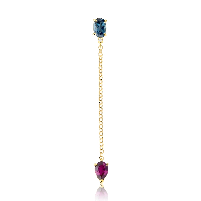 Pingente Coloré corrente ouro 18k com Rodolita Topázio London e Diamante 1