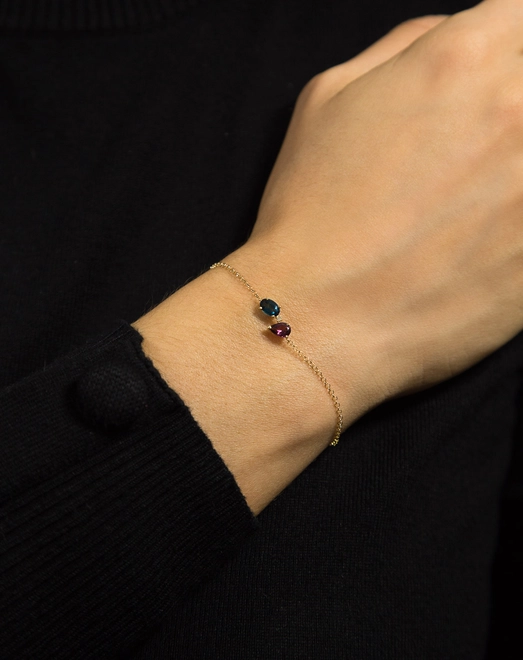 Pulseira Coloré de elos ouro 18k com Rodolita Topázio London e Diamante 3