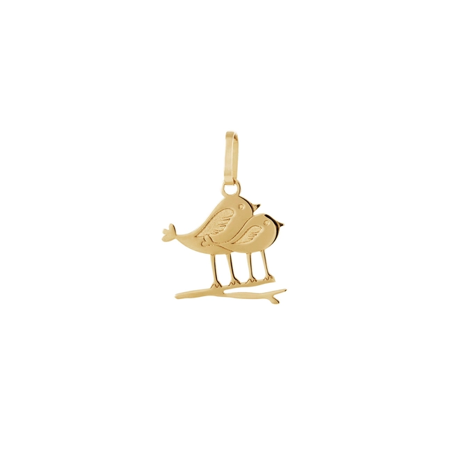 Pingente Pássaros ouro 18k polido e diamantado 1