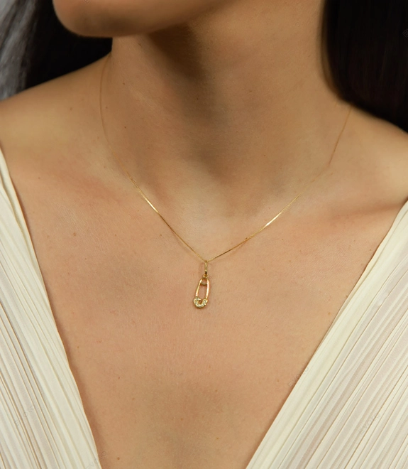 Pingente alfinete joana ouro 18k com 4,5pts de Diamantes 2