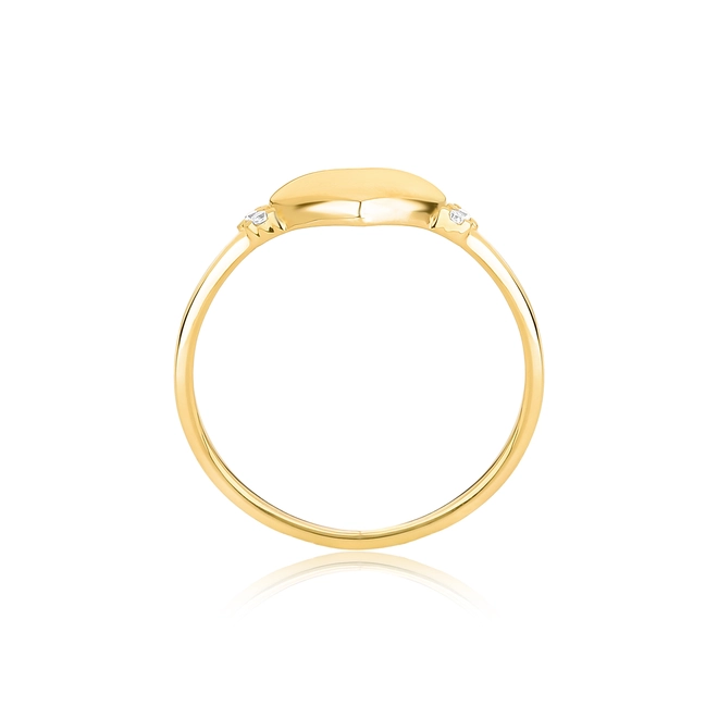Anel For me Signature coração polido prata 925 dourado com Zircônias 3