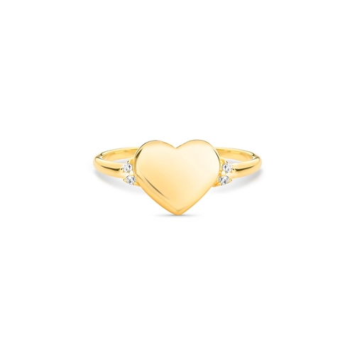 Anel For me Signature coração polido prata 925 dourado com Zircônias