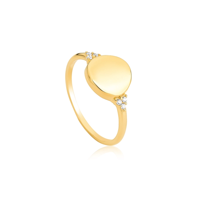 Anel For me Signature redondo prata 925 dourado com Zircônias 1