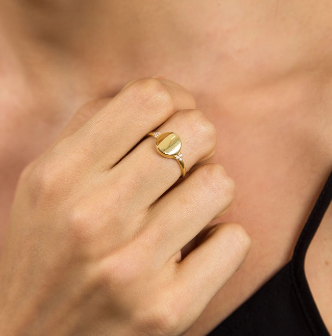 Anel For me Signature redondo prata 925 dourado com Zircônias 2