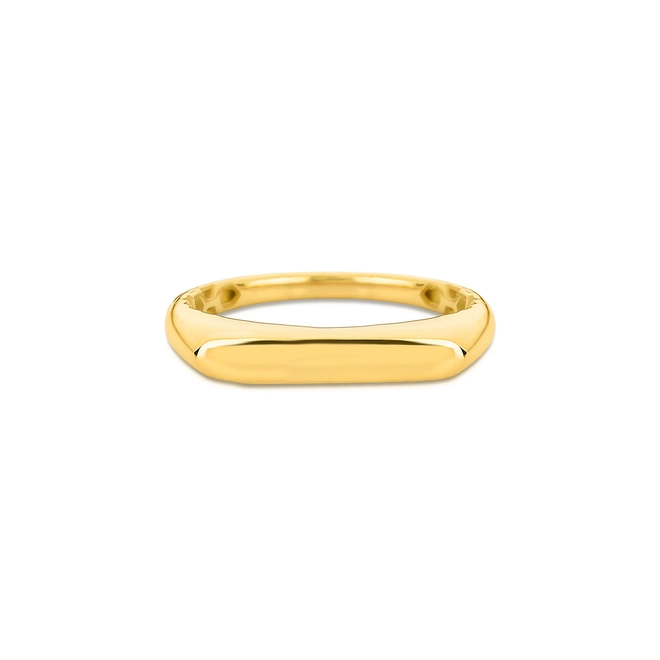 Anel For me Signature retangular prata 925 banho dourado forrado 6