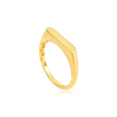 Anel For me Signature retangular prata 925 banho dourado forrado