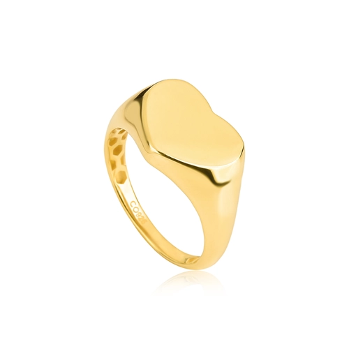 Anel For me Signature coração de mingo prata 925 banho dourado