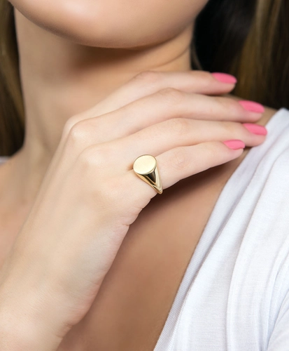 Anel For me Signature oval de mingo prata 925 com banho dourado
