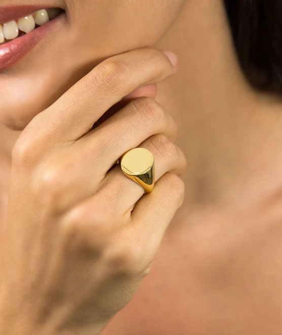 Anel For me Signature oval de mingo prata 925 dourado forrado 2