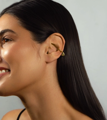 Piercing de orelha For me Signature coração prata 925 dourado polido