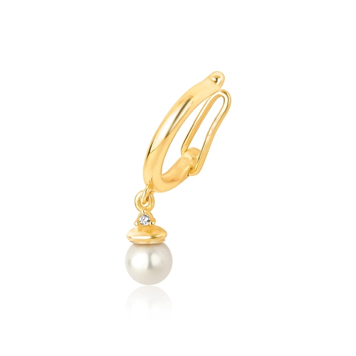 Piercing de orelha For me Signature prata 925 dourado com Zircônia e Pérola Shell