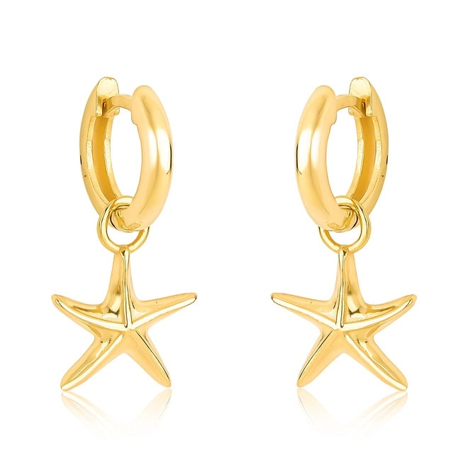 Brinco For me Signature argola pingente estrela do mar prata 925 dourado 1