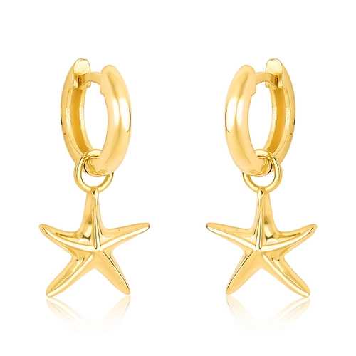 Brinco For me Signature argola pingente estrela do mar prata 925 dourado