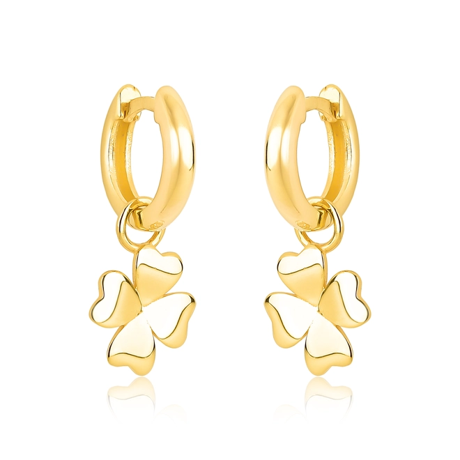 Brinco For me Signature argola click pingente trevo prata 925 dourado 1