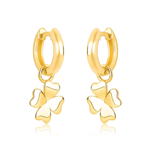 Brinco For me Signature argola click pingente trevo prata 925 dourado