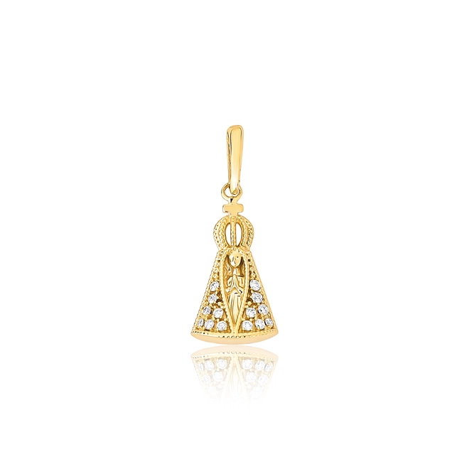 Pingente Nossa Senhora Aparecida ouro 18k com Diamantes 1
