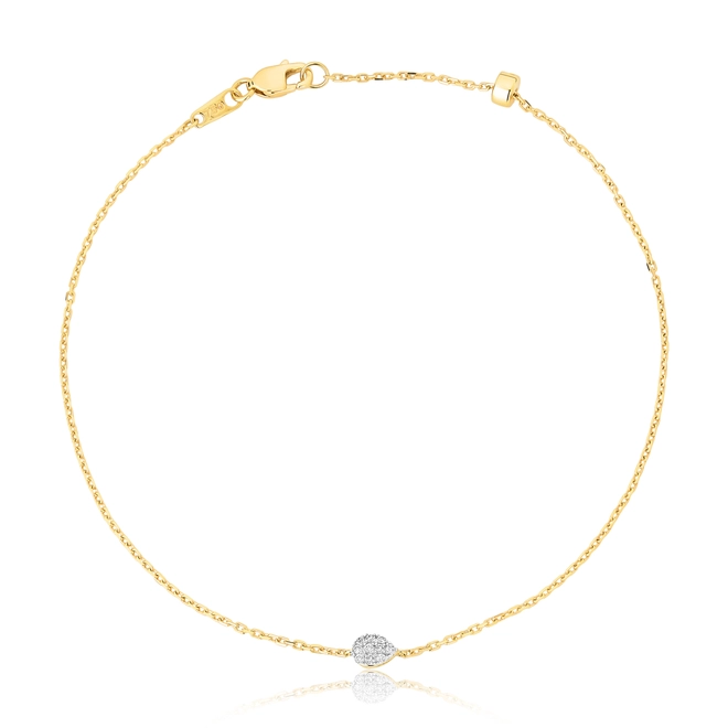 Pulseira maleável elo Cadeado ouro 18k pingente gota com pavê de 5pts Diamantes 1