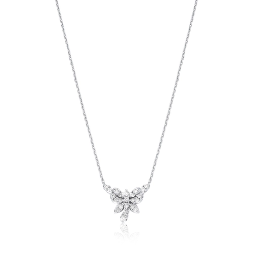 Gargantilha pingente borboleta ouro branco 18k com Diamantes