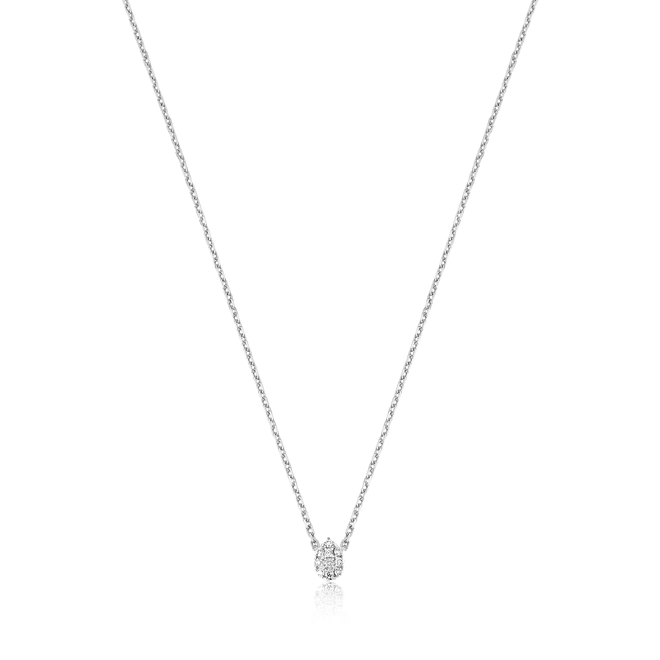 Gargantilha elo Cadeado em ouro branco 18k pingente gota pavê 5pts de Diamantes 1