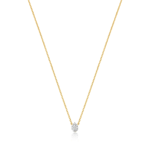 Gargantilha elo Cadeado ouro 18k pingente gota pavê com 5pts de Diamantes