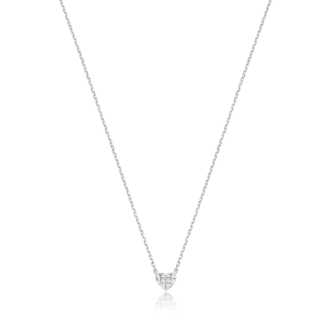 Gargantilha elo Cadeado ouro branco 18k pingente coração pavê com 5pts Diamantes 1