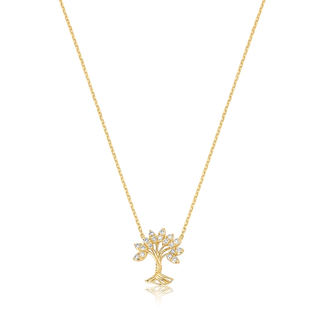Gargantilha pingente Árvore da Vida ouro 18k com Diamantes 1