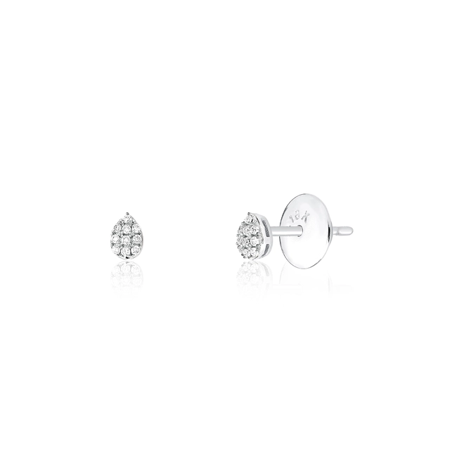 Brinco Stud gota em ouro branco 18k pavê de Diamantes (10PTS) 1