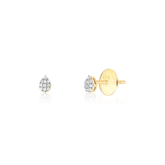 Brinco Stud gota ouro 18k com pavê de Diamantes (10PTS) 1