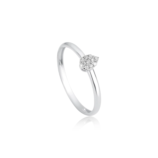 Anel gota em ouro branco 18k pavê com 5pts de Diamantes 1