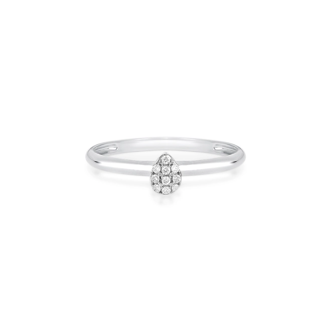 Anel gota em ouro branco 18k pavê com 5pts de Diamantes 3