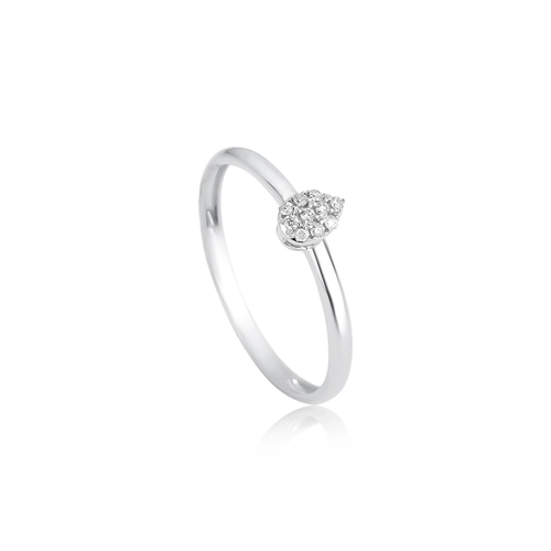 Anel gota em ouro branco 18k pavê com 5pts de Diamantes