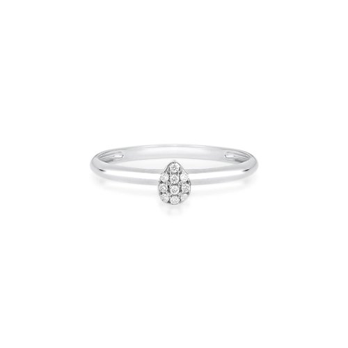 Anel gota em ouro branco 18k pavê com 5pts de Diamantes