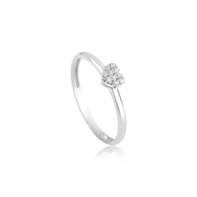 Anel coração em ouro branco 18k pavê com 5pts de Diamantes 1
