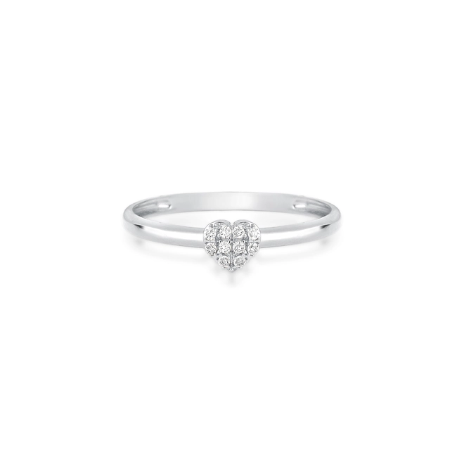 Anel coração em ouro branco 18k pavê com 5pts de Diamantes 3