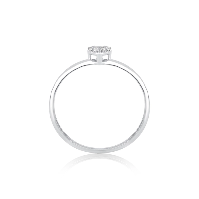 Anel coração em ouro branco 18k pavê com 5pts de Diamantes 2