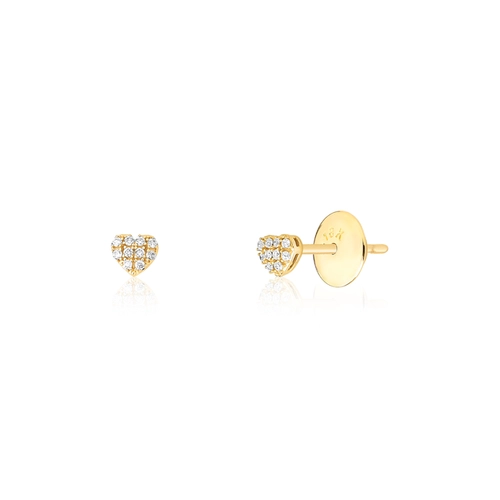Brinco Stud coração em ouro 18k pavê de Diamantes (10PTS)
