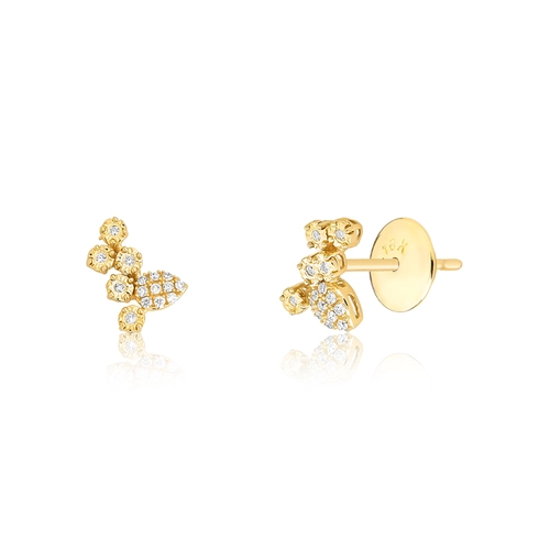 Brinco Ear cuff ouro 18k gotas e círculos com Diamantes