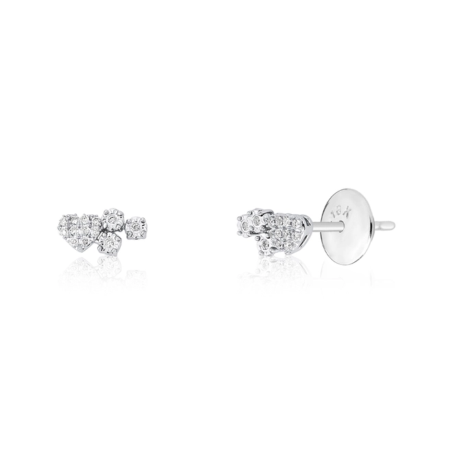 Brinco Stud coração ouro branco 18k com círculos de Diamantes 1