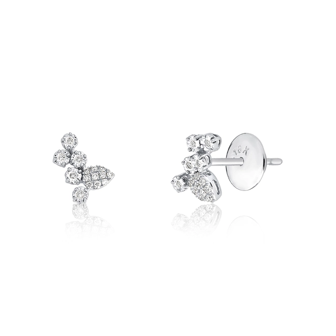 Brinco Ear cuff ouro branco 18k gotas e círculos de Diamantes 1