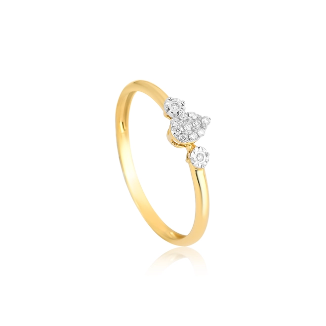 Anel meio aro gota e círculos ouro 18k de Diamantes rodinados 1
