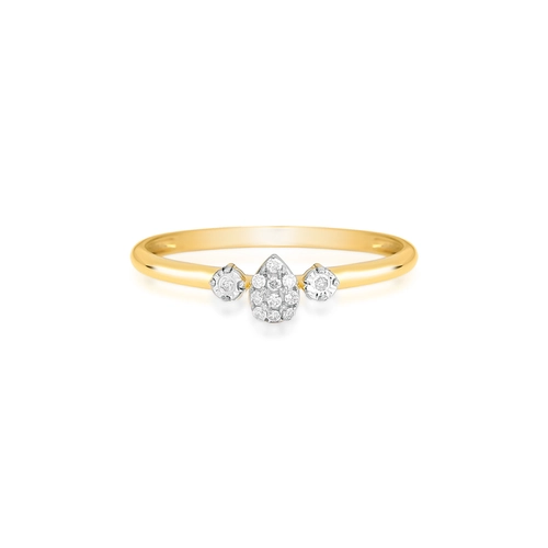 Anel meio aro gota e círculos ouro 18k de Diamantes rodinados