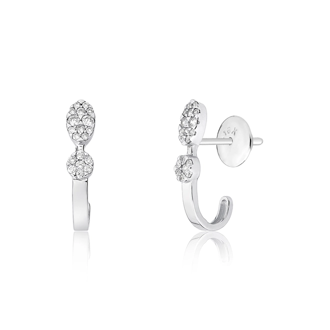 Brinco Ear Hook encaixe ouro branco 18k com Diamantes 1