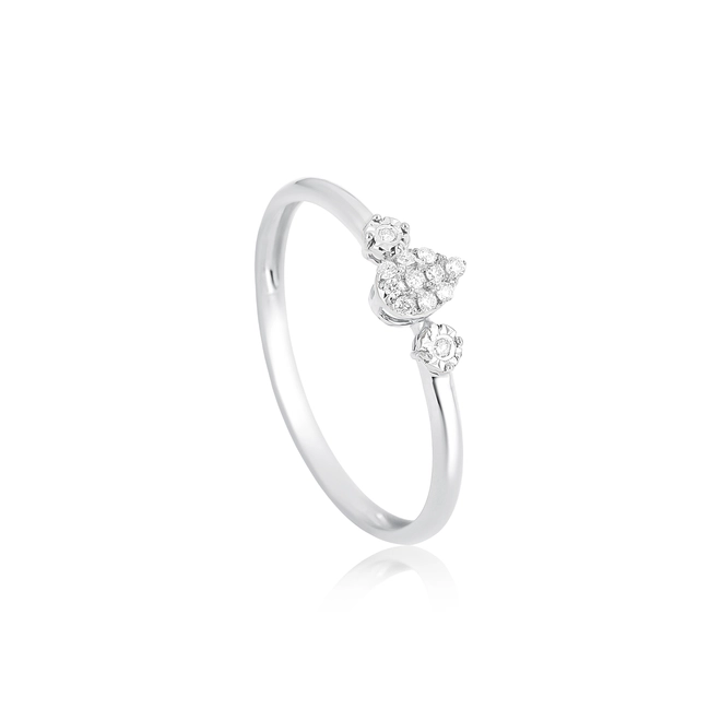 Anel gota em ouro branco 18k aro e pavê com 6pts de Diamantes 1