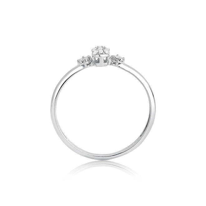 Anel gota em ouro branco 18k aro e pavê com 6pts de Diamantes 2