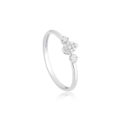 Anel gota em ouro branco 18k aro e pavê com 6pts de Diamantes