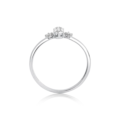 Anel gota em ouro branco 18k aro e pavê com 6pts de Diamantes