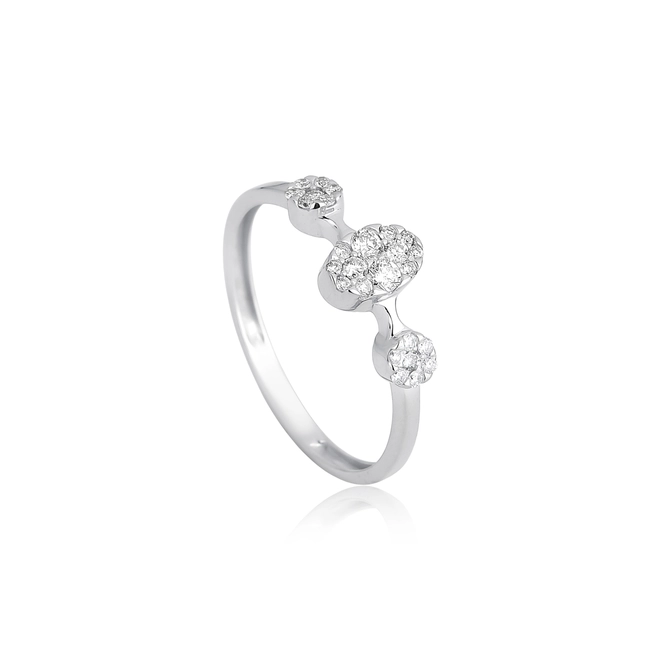 Anel geométrico ouro branco 18k com Diamantes 1
