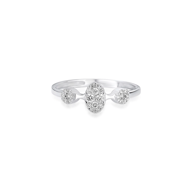Anel geométrico ouro branco 18k com Diamantes 3