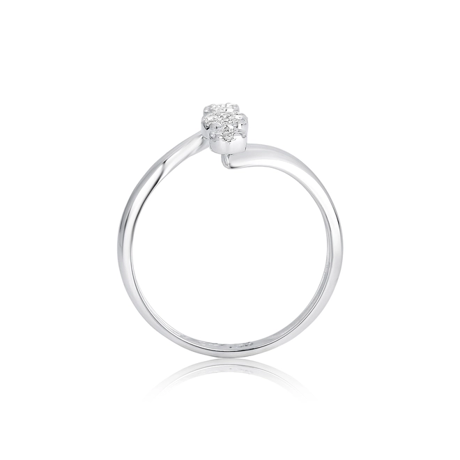 Anel aro ondulado geométrico ouro branco 18k com Diamantes 2