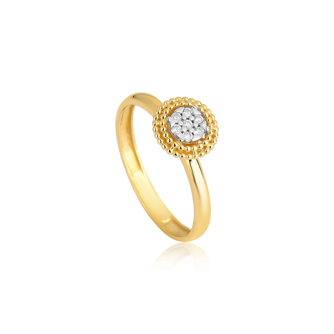 Anel redondo ouro 18k com 9pts de Diamantes rodinados 1